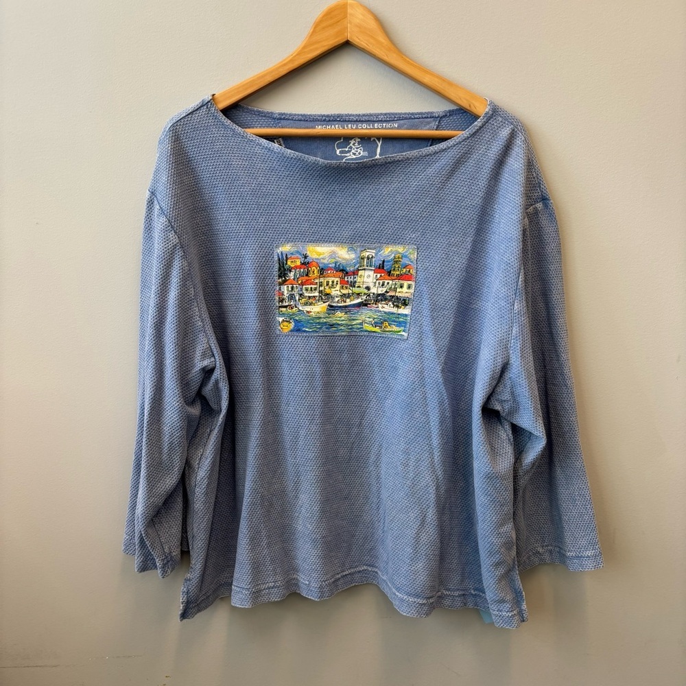 NWT Michael Leu Collection 2X Top Blue Resort